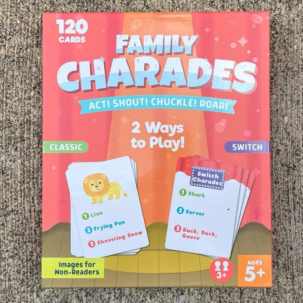 Chuckle & Roar Family Charades Game, 120 Cards, Images, Ages 5+, 2 Ways